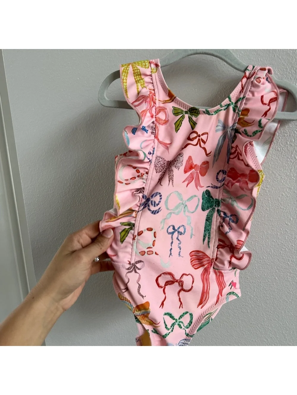 Pink chicken Bows Ruffle Swimsuit Size 3Y